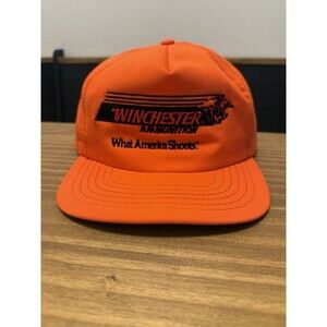 Vintage Winchester Ammunition Orange Snapback Hat USA What America Shoots